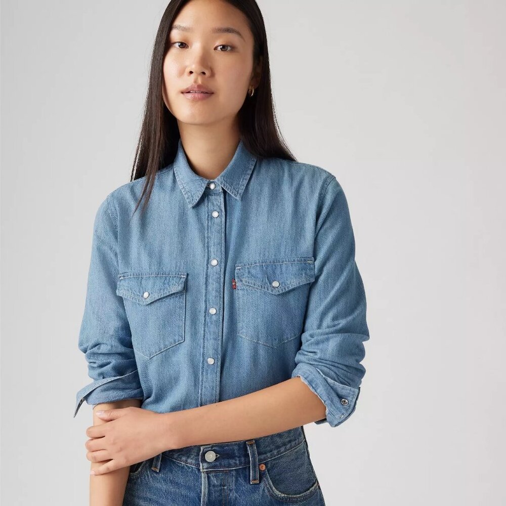 Size: M NWT Levi's® Premium Iconic Linen+ Denim Western Shirt